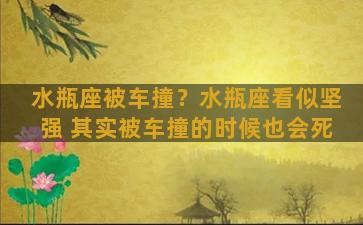 水瓶座被车撞？水瓶座看似坚强 其实被车撞的时候也会死